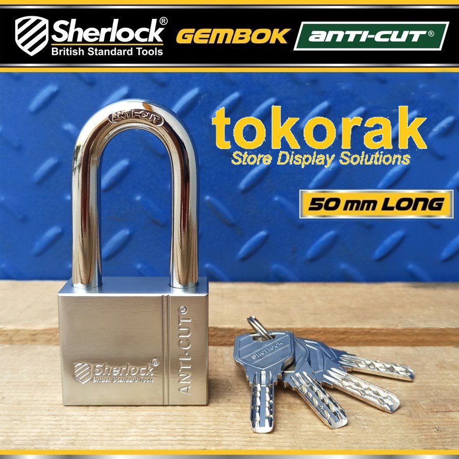 GEMBOK RUMAH - TOKO - PAGAR SHERLOCK ANTI CUT 50 MM PANJANG COMP KEY