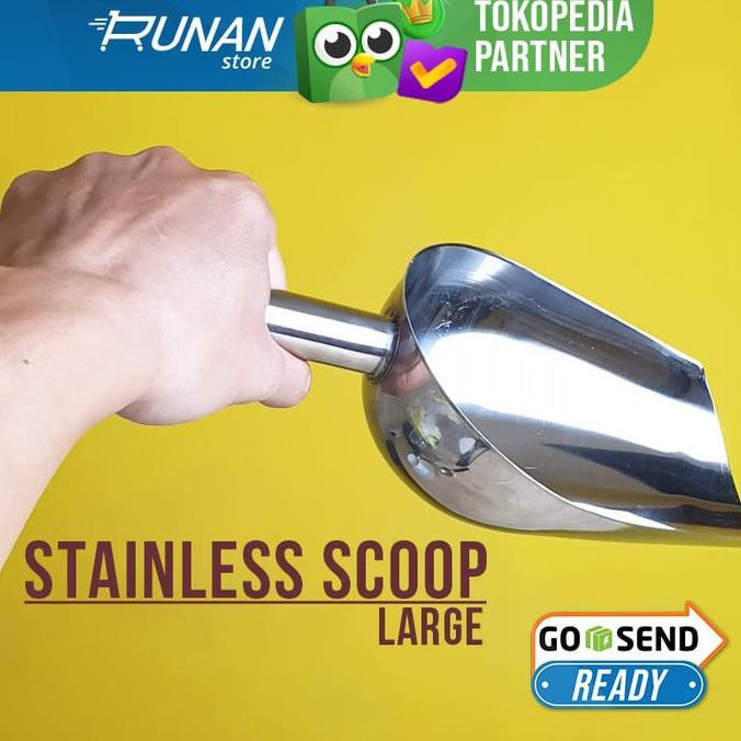 Sendok Beras Ice Scoop Serokan Es Batu Stainless Besar - Large 12 Inch