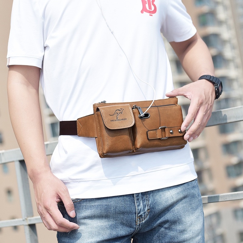 Tas Selempang Kulit Pria Waistbag Tas Pinggang Pria Kangaroo 6905