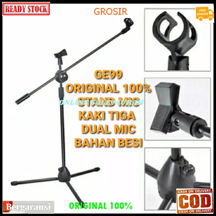 G99 Stand mic besi tiang mik kaki tiga tripod ORIGINAL 100% holder standing microphone penyangga universal mikrophone pegangan tempat gantungan karaoke vocal vokalstudio audio sound system profesional pro G99   STAND MIC KAKI TIGA BESI  BISA SEGALA JENIS