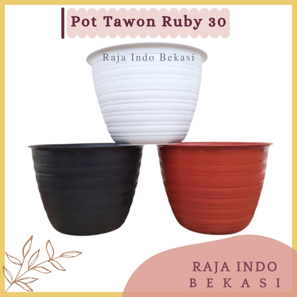RAJAINDOBEKASI Pot Jm Ruby TAWON 30 Putih Merah Bata Coklat Hitam Hijau 30 CM Motif MADU Pot Bunga Murah Plastik Mirip Tawon Pirus Putih 30 32