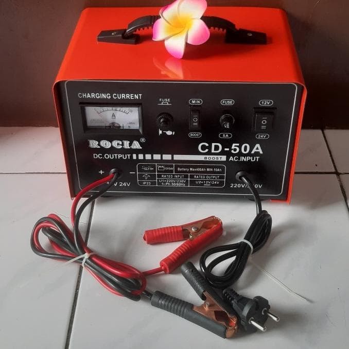 Cas Aki Charger Aki 50A Ampere Amper Accu 12v &amp; 24v Baterai Mobil Motor