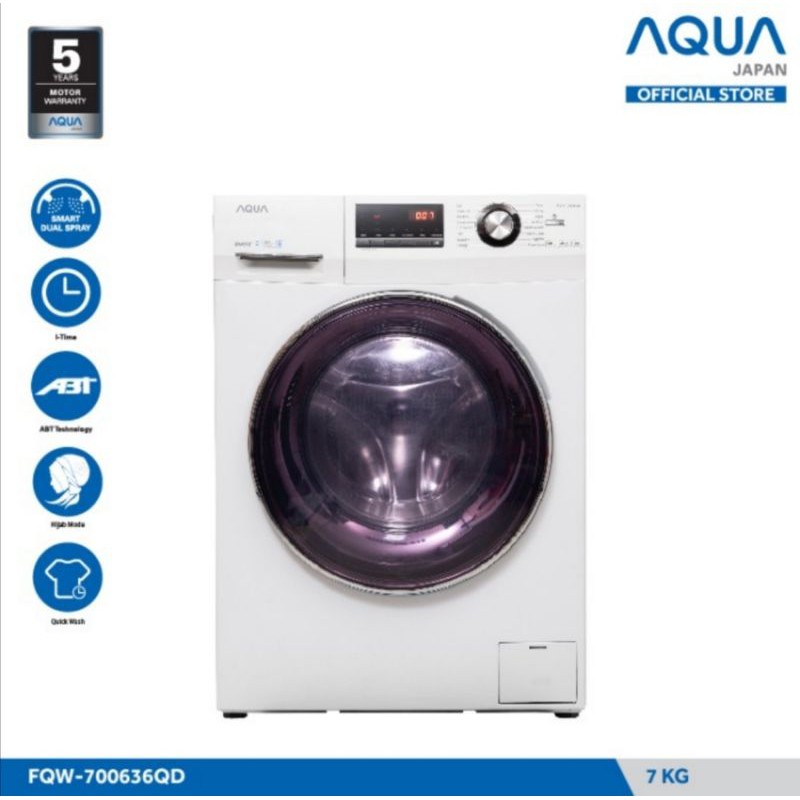 Mesin Cuci AQUA 1 Tabung 7 KG Front Loading FQW-700636QD