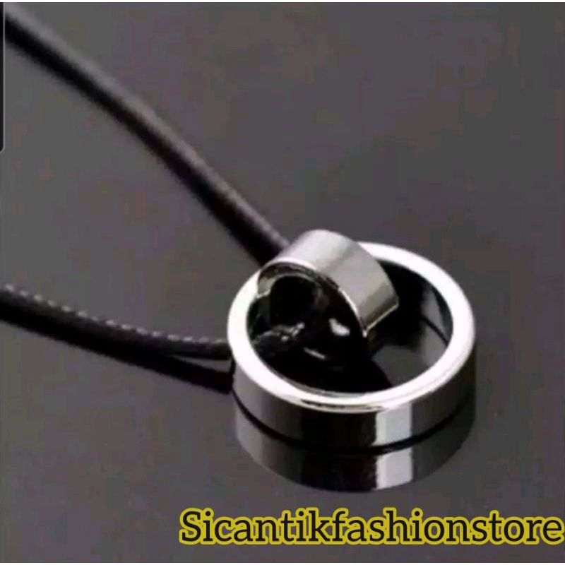 Kalung Pria Kalung Tali Liontin Cincin Besar Stainless style Anti Karat Kalung Bandul Cincin Pria