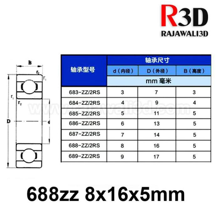 Ball Bearing 688zz 688z Miniature 8x16x5mm Steel