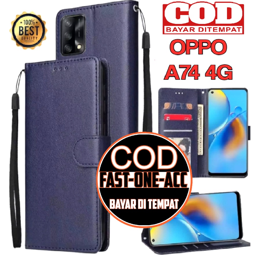 CASE HP OPPO A74 4G- CASING DOMPET - FLIP COVER LEATHER- SARUNG HP