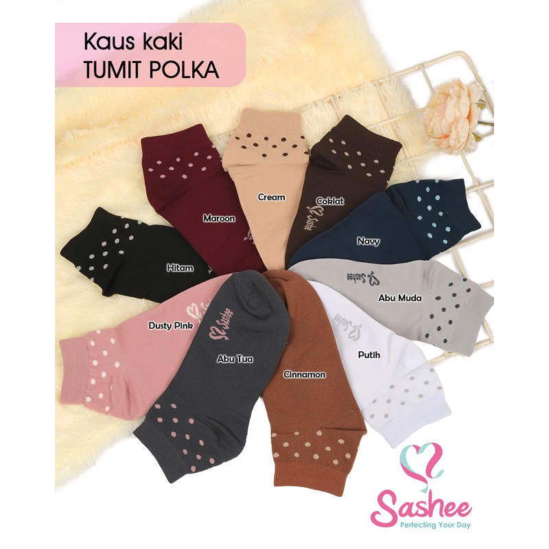 𝗦𝗔𝗦𝗛𝗘𝗘 - Kaos Kaki Wanita Dewasa Tumit Pendek Polkadot