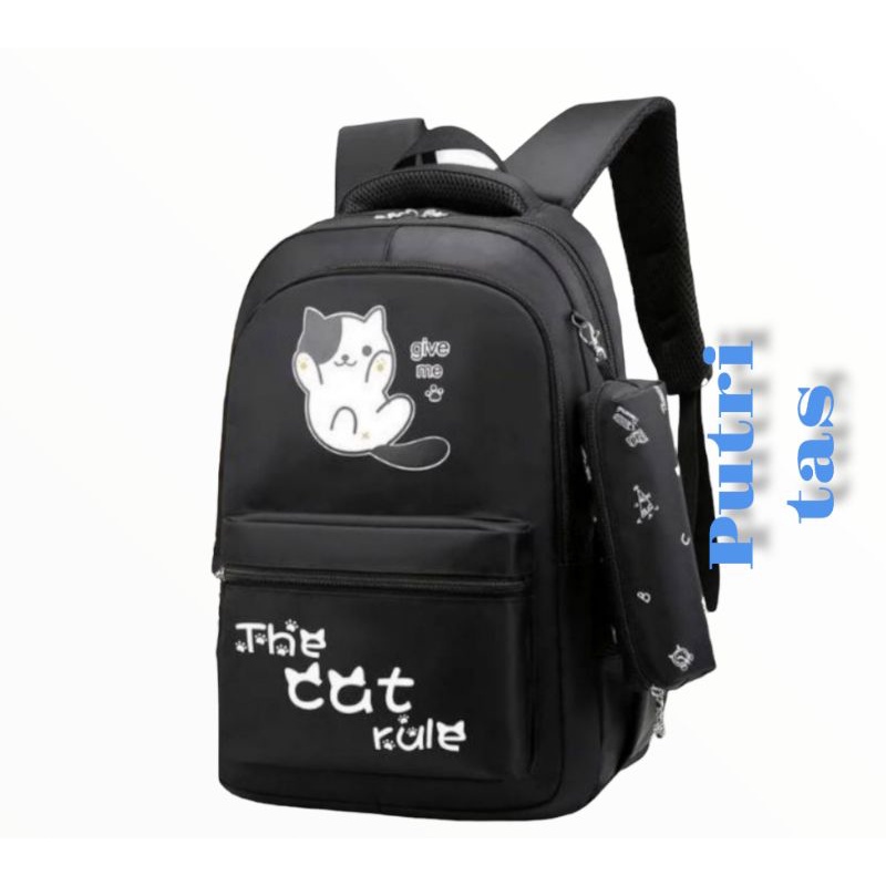 tas ransel anak sekolah sd smp motif kucing