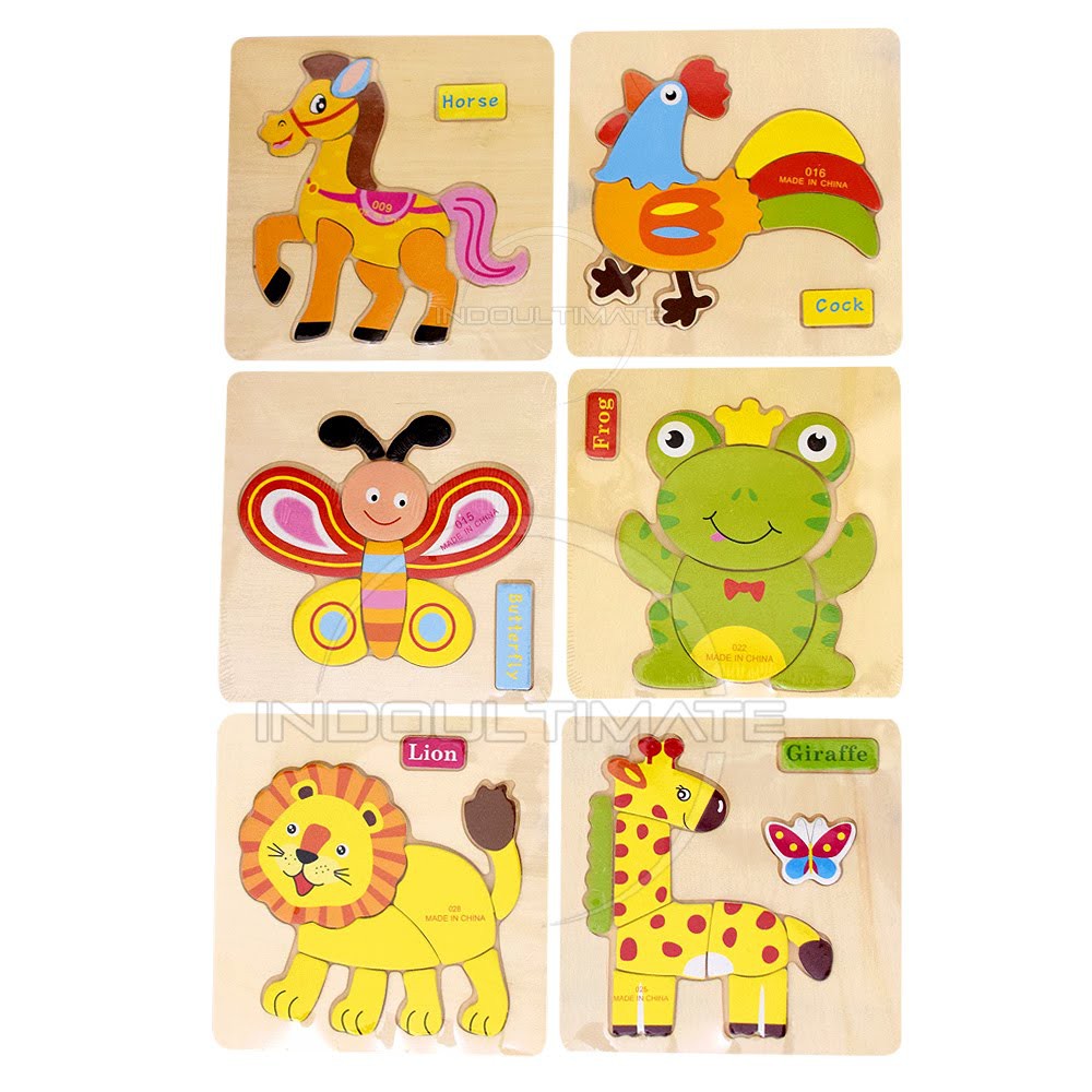 Puzzle Mainan Edukasi Anak Mainan Edukatif Anak Mainan Puzzle Kayu Hewan TO-A12 Puzzle Gambar Hewan