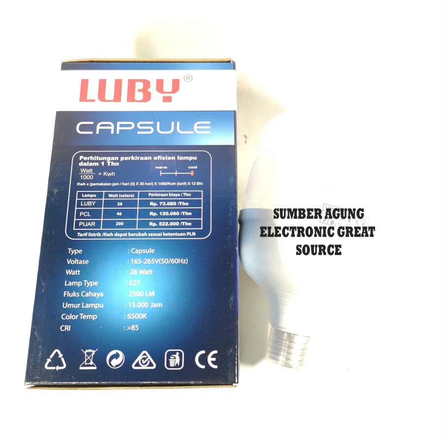 Luby Lampu LED 28W 28 Watt SNI Garansi Super Terang Cahaya Putih 2500L