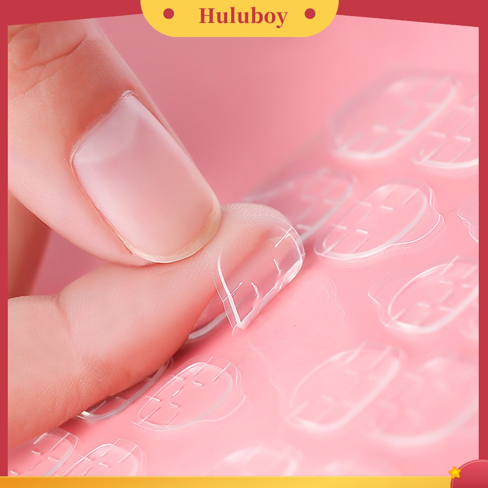 Huluboy Huluboy♡ 120pcs Stiker Kuku Palsu Dua Sisi Warna Transparan
