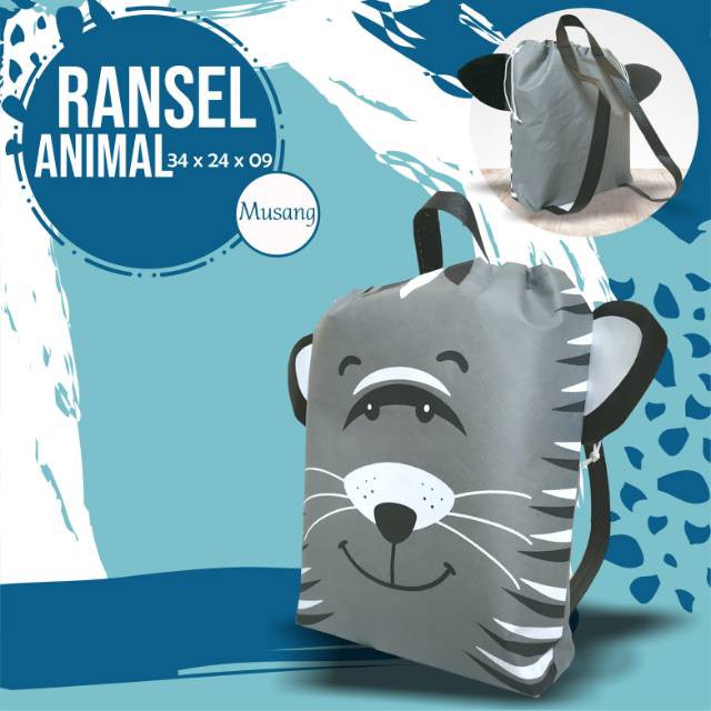 

[COD}] Tas Ransel Animal goodie bag ultah tas souvenir ulang tahun spunbond animal ukuran 34x24x09