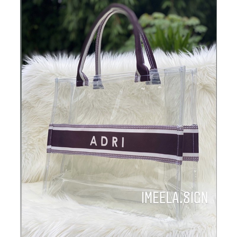 Tas Tote Bag Totebag Mika Transparan Custom Nama Totbag Handbag Hand Bag Wanita