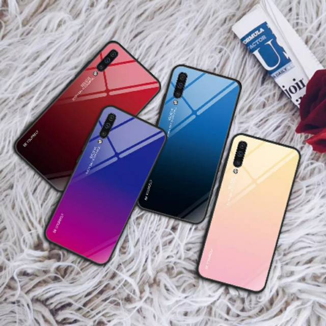 Gradient Glass Case Samsung Galaxy A70 A70S SamsungA70 Softcase Hardcase Casing HP