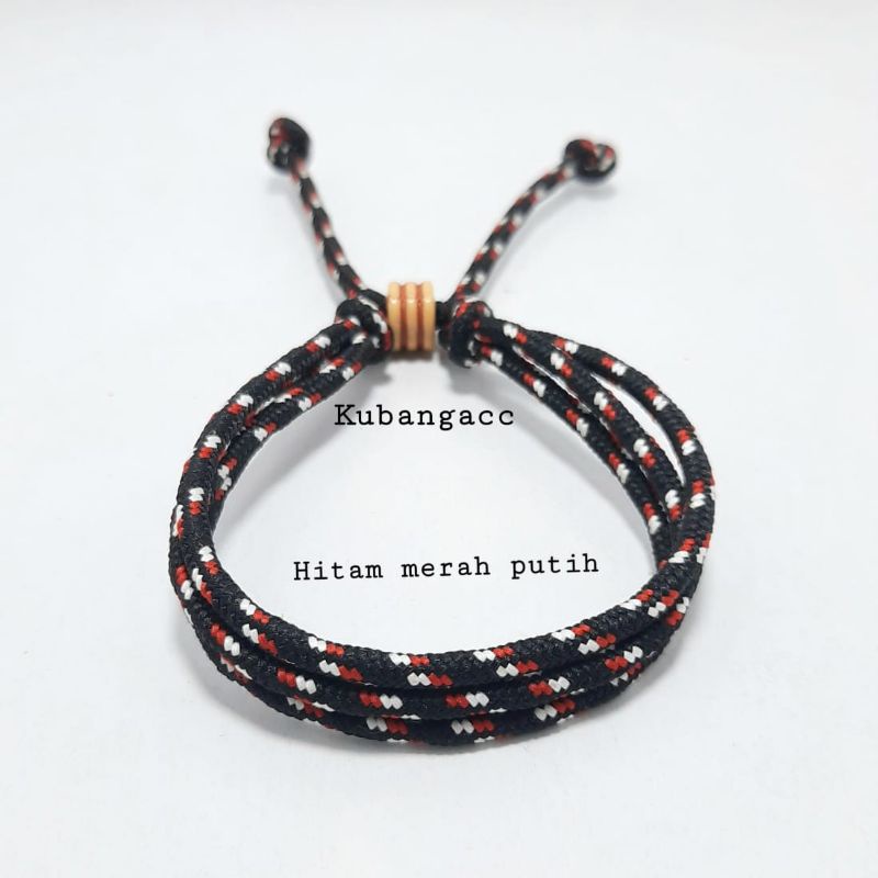 promoooo.gelang prusik 3 rangkap, gelang prusik keren,gelang cowok/cewek, gelang tali. gepang murah,-Htam mrah ptih