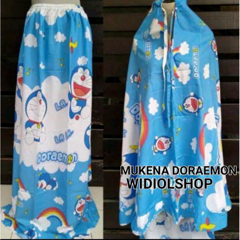 Jual Mukena dewasa/Mukena karakter bahan katun motif Doraemon Rainbow