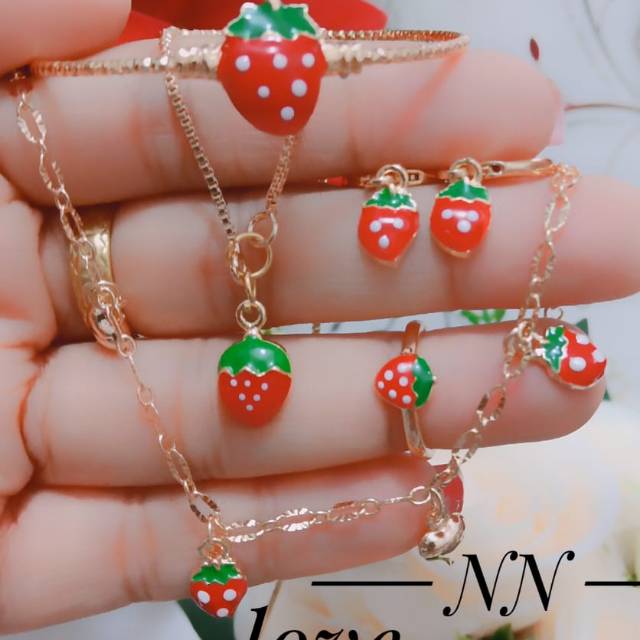 Xupkng set perhiasan anak gelang anting kaljng lapis emas 24k 0811