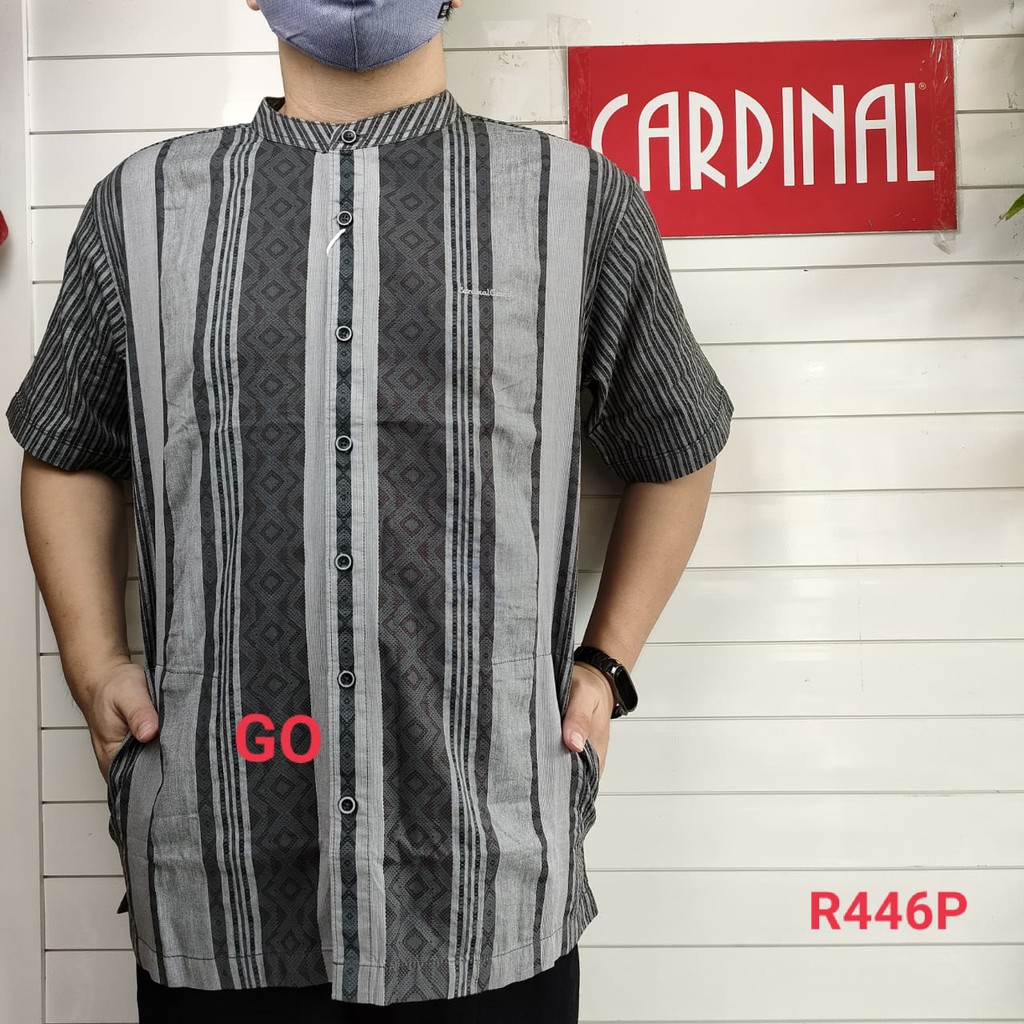 gof XL CARDINAL KEMEJA KOKO Taqwa Pakaian Pria Original Baju Muslim Salur Lengan Pendek Kekinian TBS