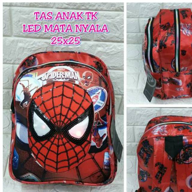 TAS ANAK SPIDERMAN LED MATA NYALA TAS ANAK PAUD TK