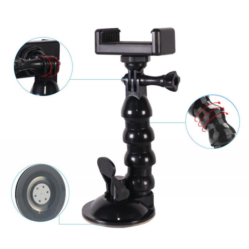 [Universal Car Mobile Phone Gopro Camera Holder] [ Multifunction Windshield Dashboard Gooseneck Mount Adjustable Snake Shape Flexible Suction Cup Mount] [Car driving recorder bracket]