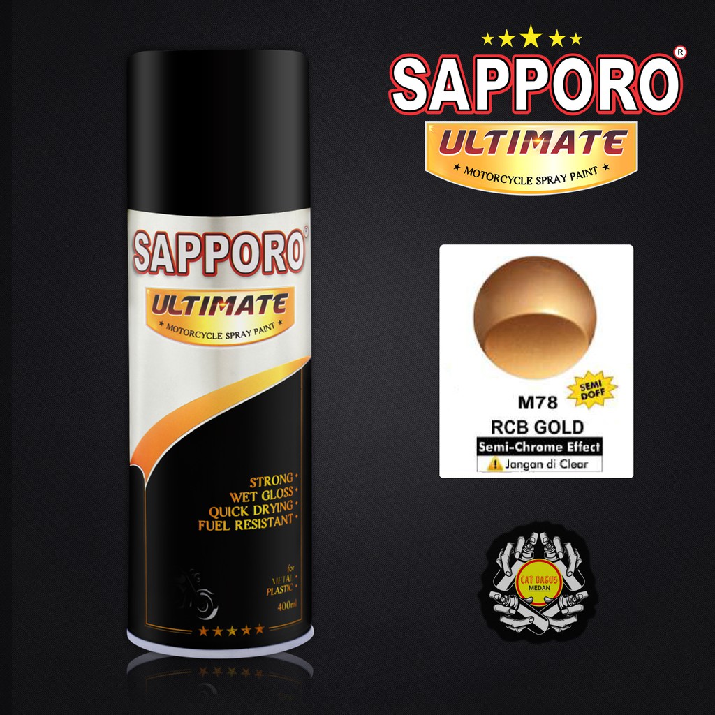 SAPPORO ULTIMATE M78 RCB GOLD RACING BOY CAT SEMPROT 400 ML CAT MOTOR AEROSOL PYLOX EMAS VELG RCB RA
