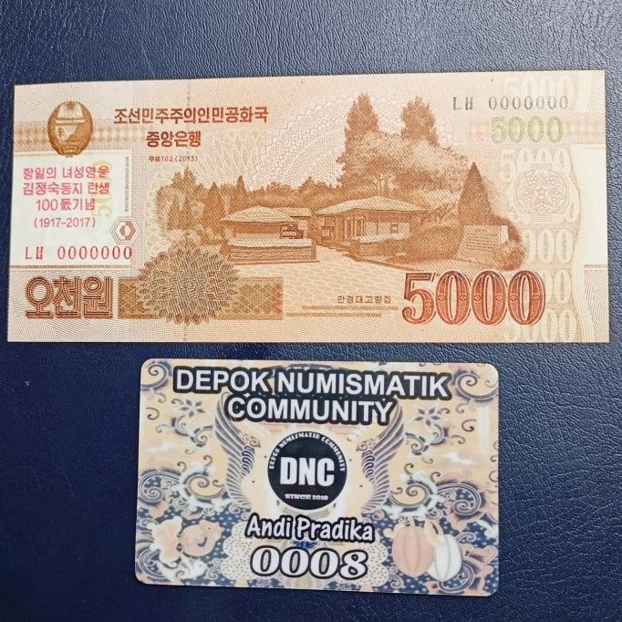 Uang Koleksi 5000 Won Korea Utara