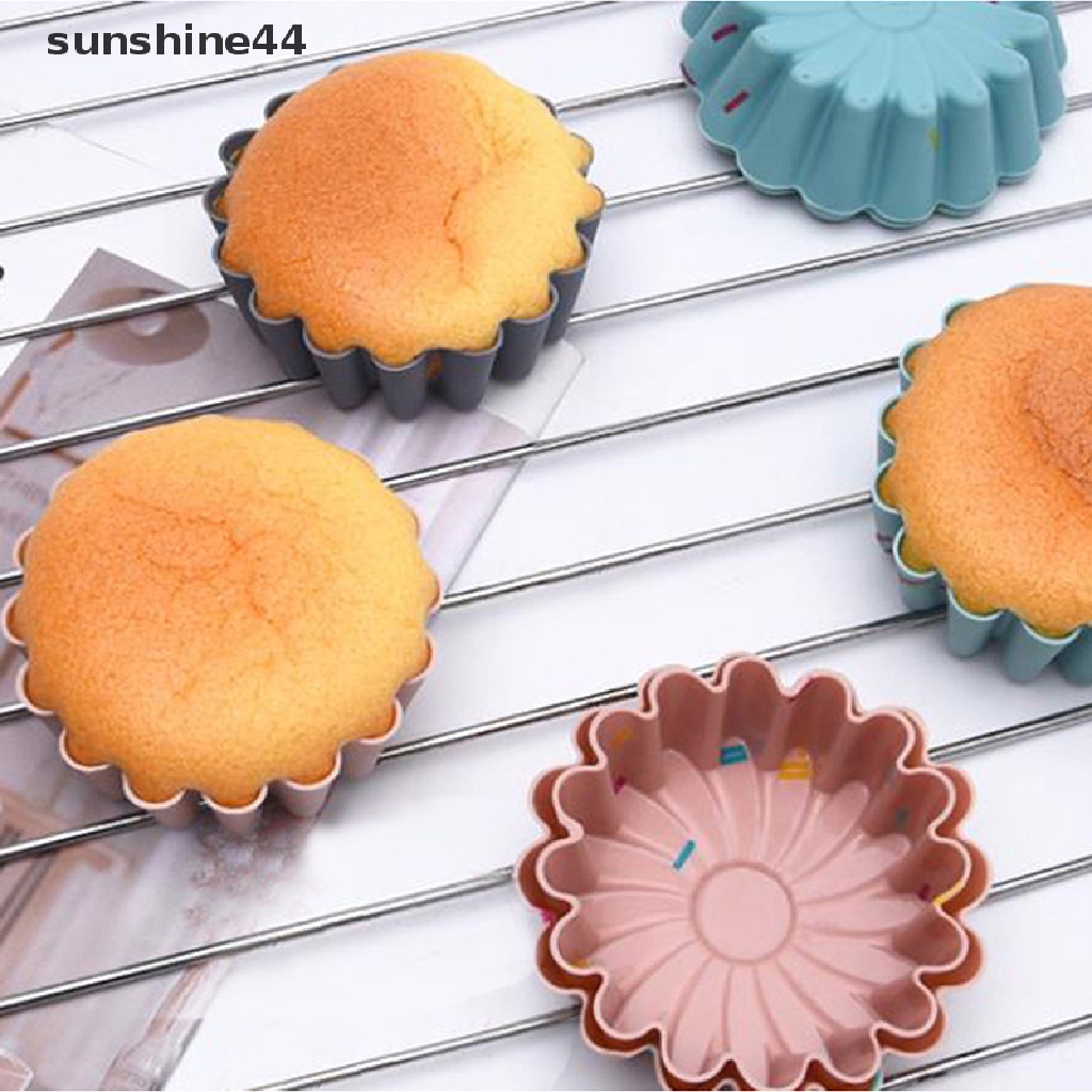 Sunshine 6Pcs Cetakan Cupcake / Muffin Bahan Silikon Food Grade Dapat Dipakai Ulang