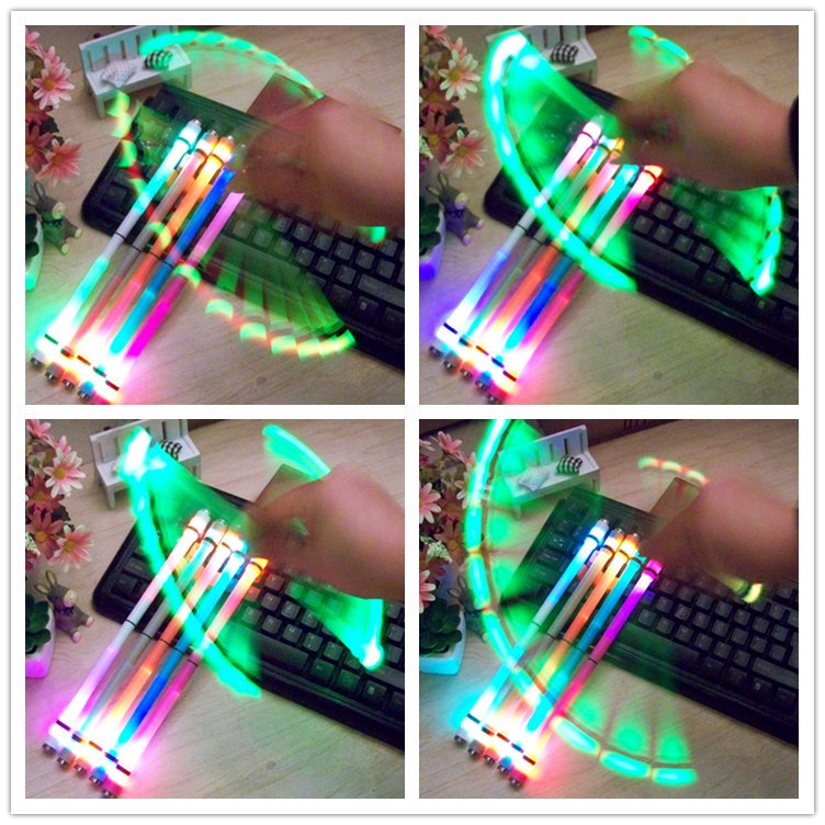 Mainan Fidget Pen Putar 0.5mm Dengan Lampu LED Untuk Anak / Sekolah / Kantor