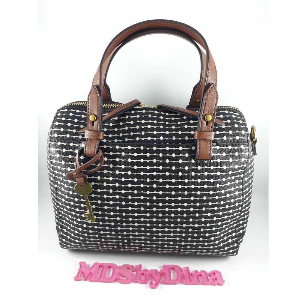 Fossil Rachel Satchel Black Stripe