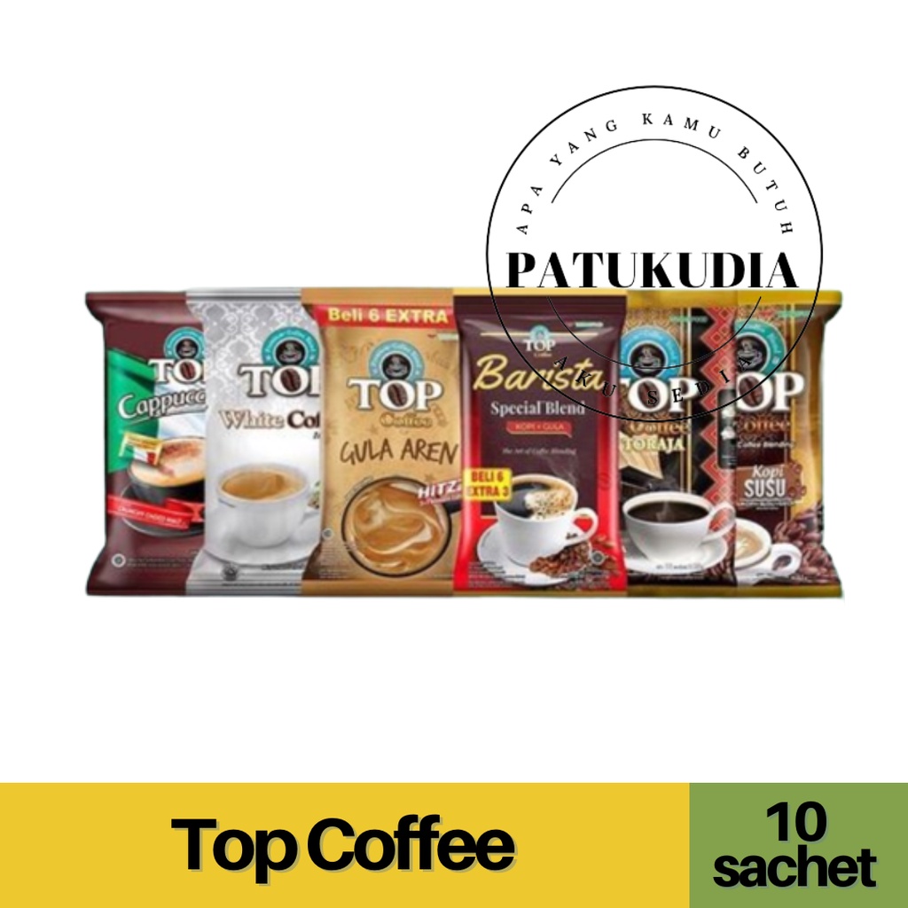 

TOP Coffee Kopi Bubuk Instan Renceng isi 10 | Kopi Barista Renteng TOP Gula Aren Kopi Susu Mocca