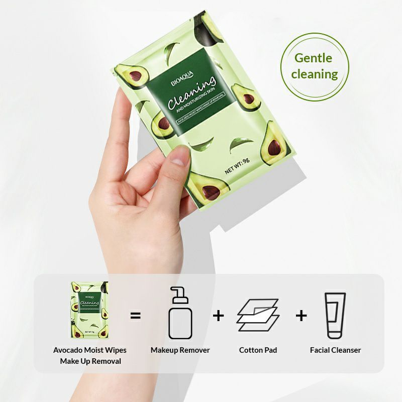 [ 𝗕𝗣𝗢𝗠 ] BIOAQUA Avocado Moist Wipes Make Up Removal 9gr HARGA PER PCS