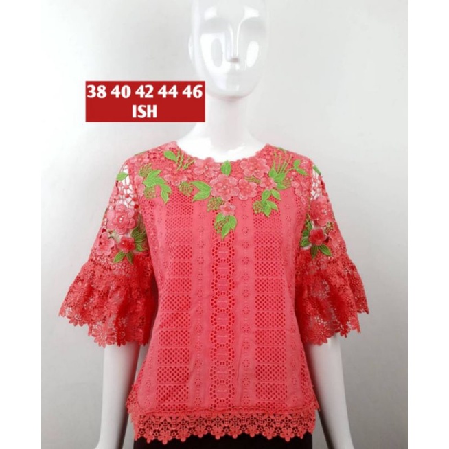 ATASAN PINK BOUTIQUE WANITA BAHAN BROKAT KATUN PREMIUM