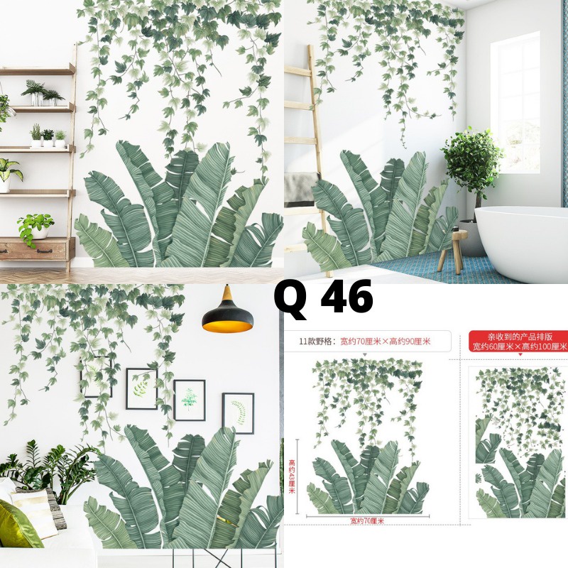 WALLSTIKER WALLSTIKER WALL STICKER STIKER PAPER WALLPAPER DINDING D3 MOTIF TANAMAN HIJAU DAUN POHON KAKTUS MONSTERA DEKORASI CAFE RUMAH PINTU JENDELA CERMIN KACA HIASAN KERAMIK KAMAR MANDI TOILET ANTI AIR WATERPROOF TEGEL KOMPOR KULKAS DAPUR 3D AESTHENTIC-Q 46