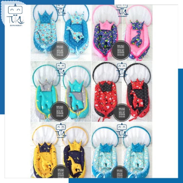 TUKU - Set Kasur Kelambu Bayi Motif Bolak Balik / Kasur Kapal Bayi Bolak-Balik Set Kelambu+Bantal Cr