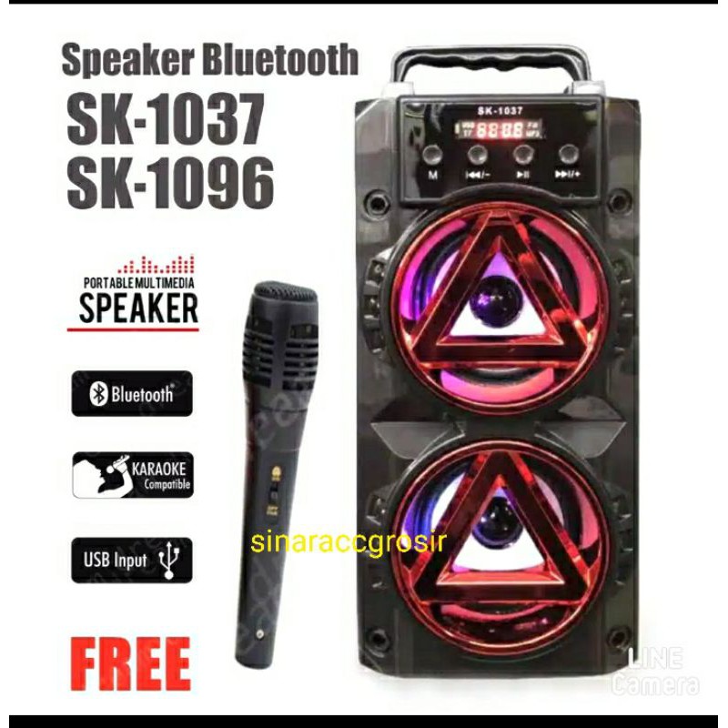Speaker Bluetooth SK-1037 Bonus Mic karaoke