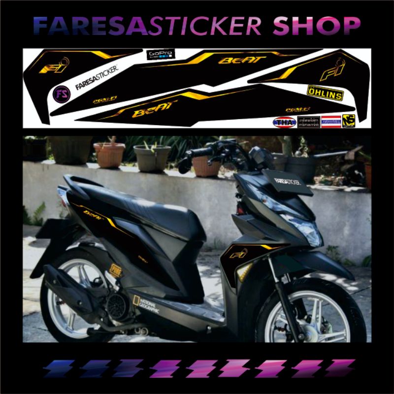 (COD) STRIPING STICKER VARIASI MOTOR HONDA BEAT ESP GOLD, STREET ESP GOLD, STYLE 2022