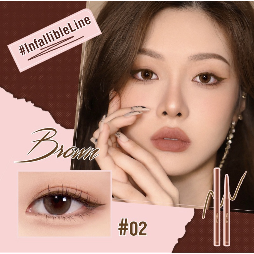 PINKFLASH #InfallibleLine Hyperfine Halus Gel Eyeliner Pensil Pigmen Tinggi Tahan Air Tahan Lama Eyeliner Pencil