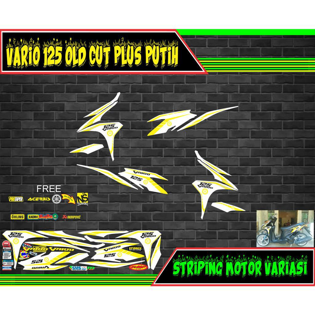 striping stiker motor vario 125 old cut plus putih