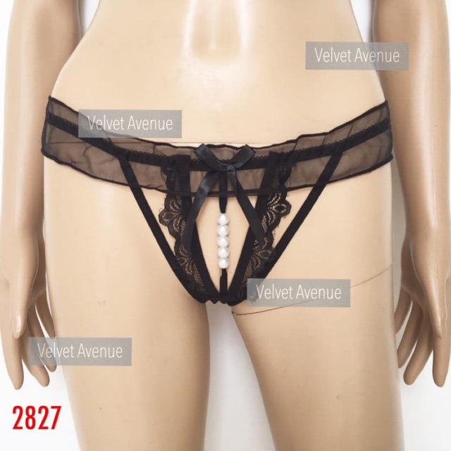 Gstring Thong Celana Dalam CD Wanita 2827 Open Crotch Pearl Mutiara Cantik Murah
