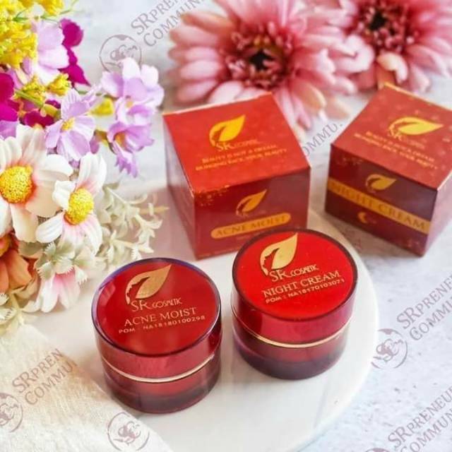 Acne Moist Cream Day & Night SR12 / Krim Untuk Jerawat Bruntusan / Cream Paket / Acne Cream Herbal