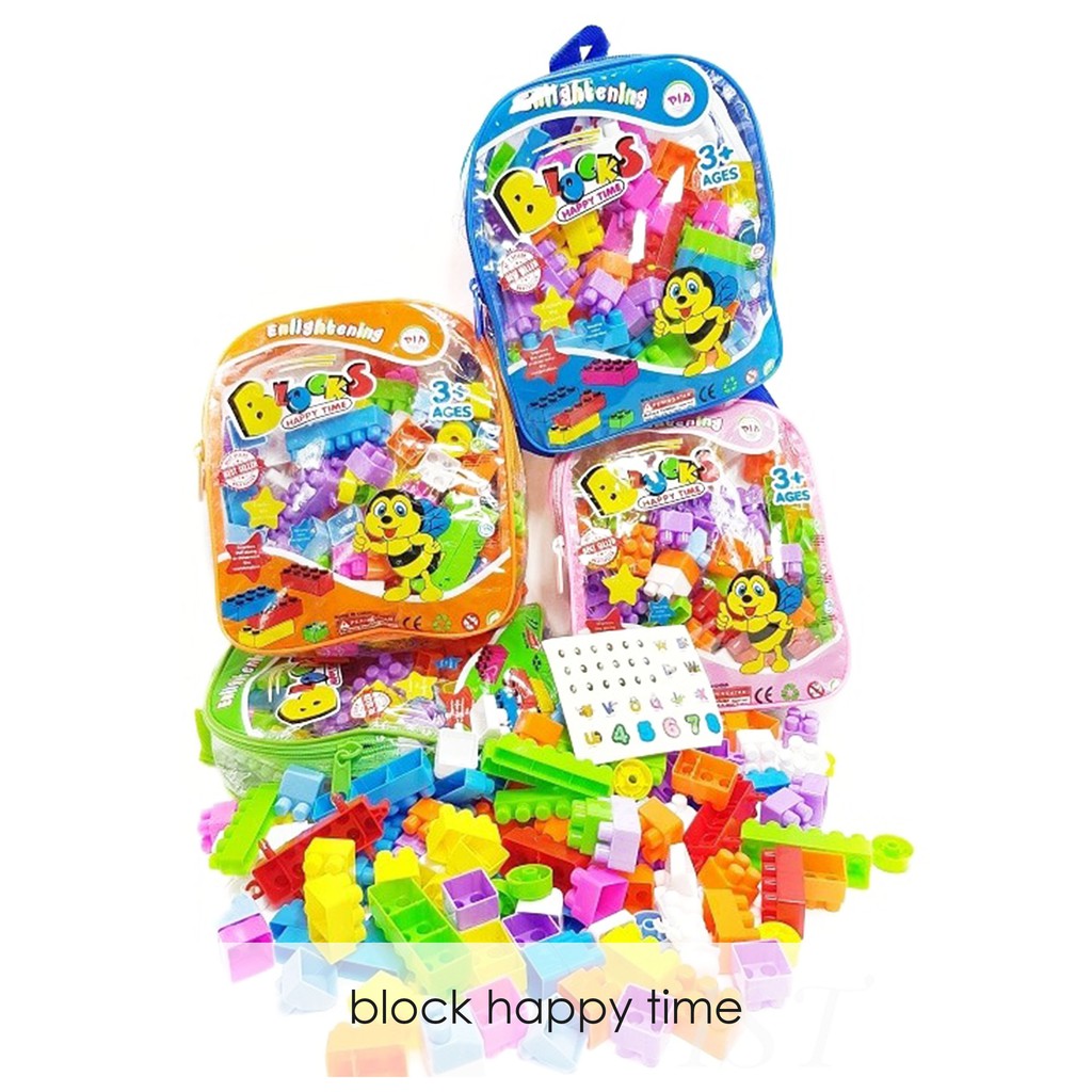 Edufuntoys BLOCKS HAPPY TIME mainan bongkar pasang 