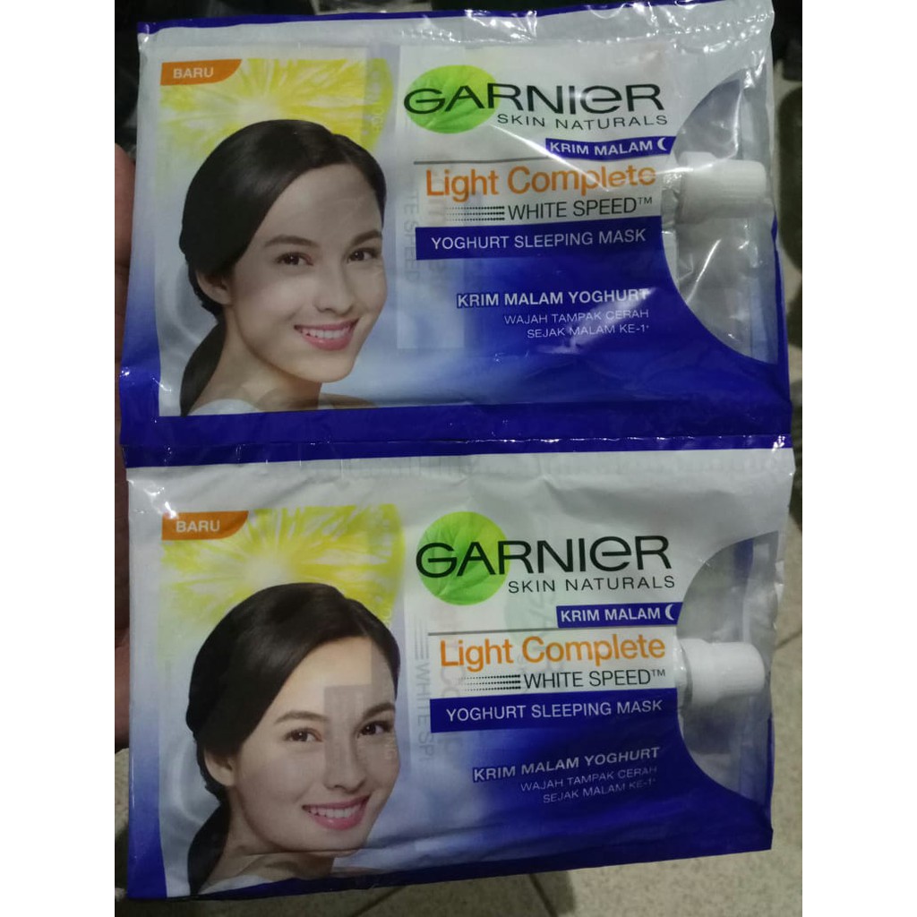 [SACHET] GARNIER Bright Vitamin C Yoghurt Sleeping Mask Night Cream Krim Malam - 7ml