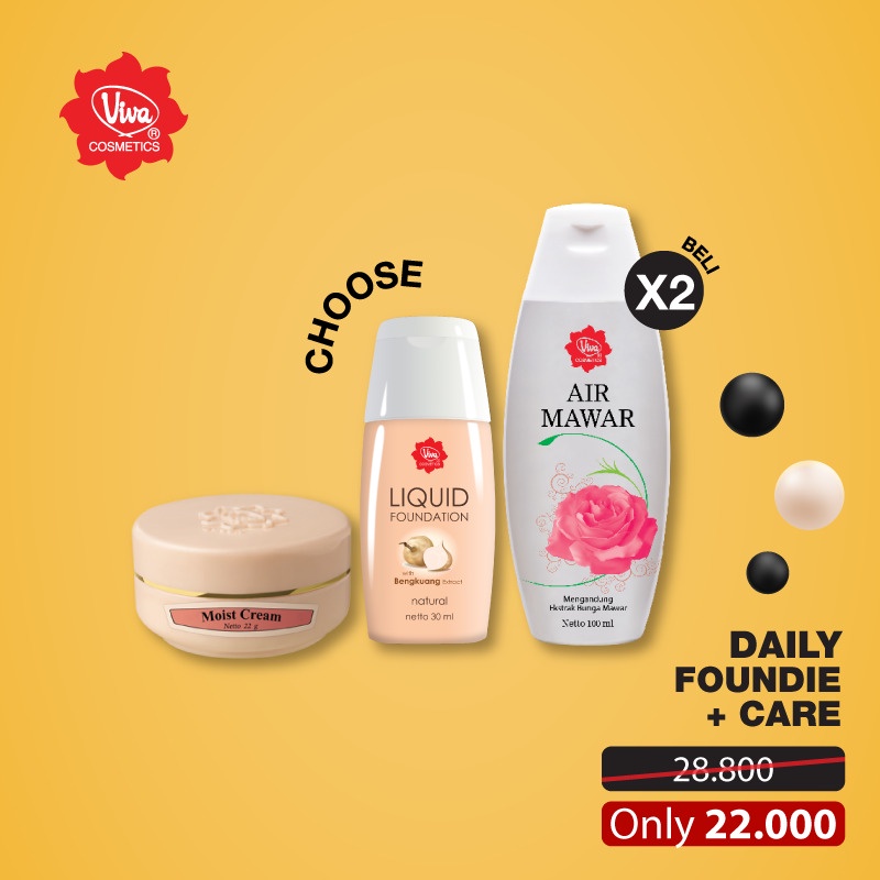 Paket 2 Air Mawar 100 ml Liquid Foundation Bengkuang Moist Cream Viva