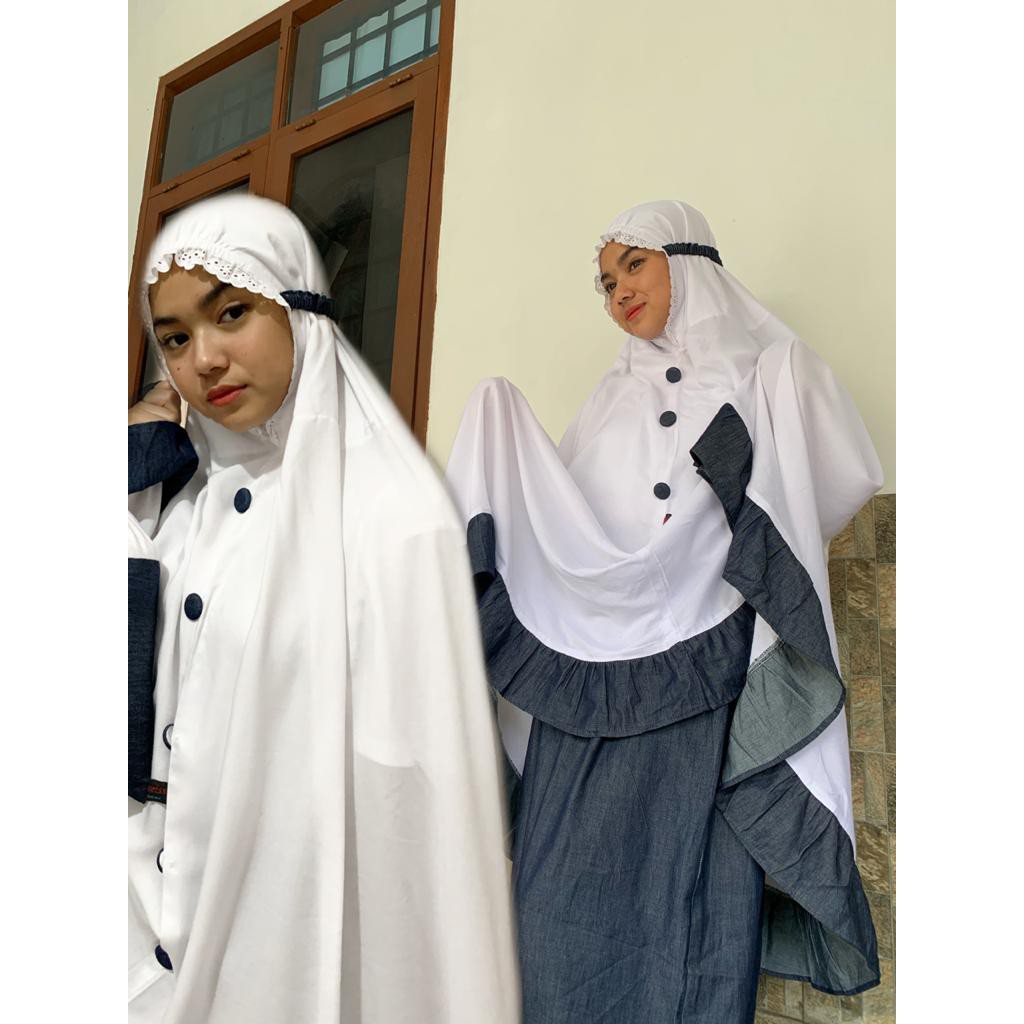 Mukena Remaja Lucu Bahan Adem Ramadhan Deals Renda Denim Modern