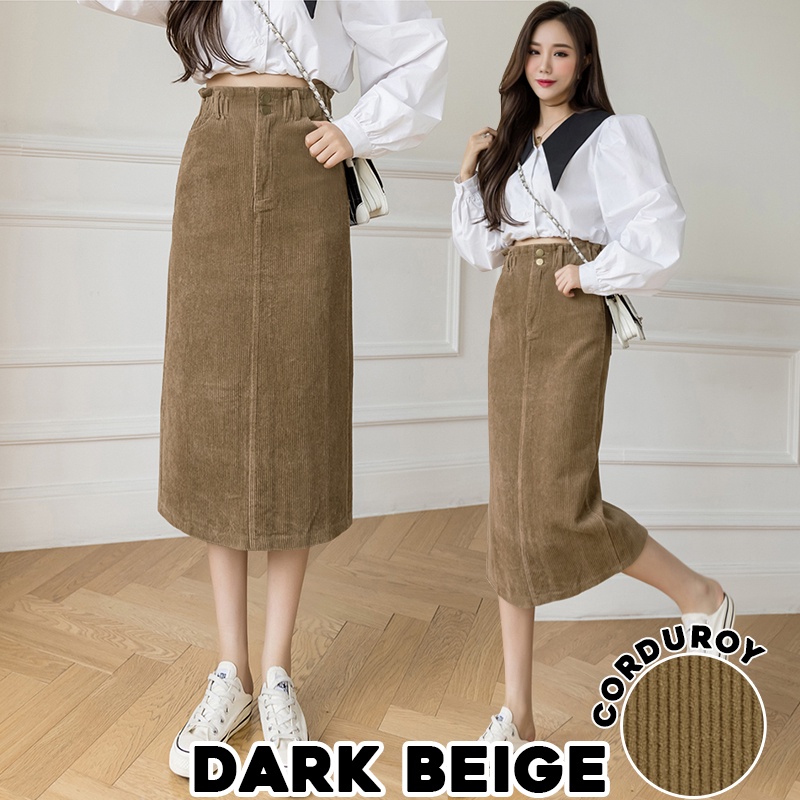 KARAKOREA 305 Corduroy Velvet Skirt/Korean Women Skirt/Maxi Skirt