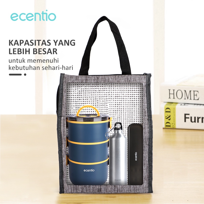 ecentio Lunch Cooler Bag Tas Bekal Tas Tote/Portable Kotak Makan lunch bag/tas/penyimpan suhu panas