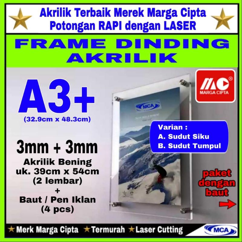 FRAME AKRILIK A3 Plus (3mm+3mm) / Acrylic Frame / Frame Dinding / Marga Cipta / Frame Foto / Frame Poster