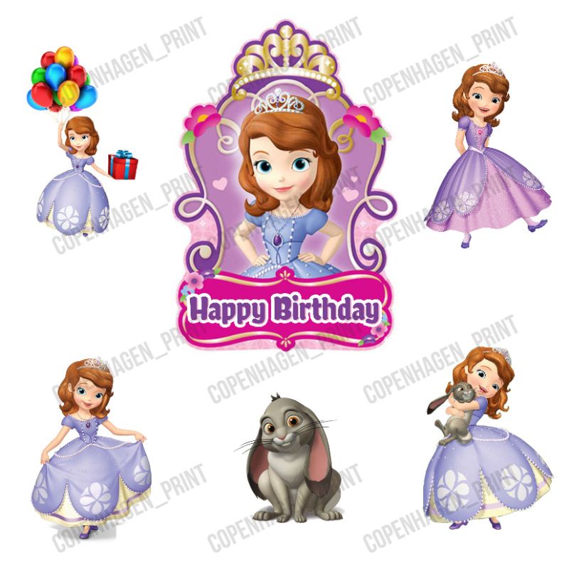 Topper Kertas PRINCESS SOFIA THE FIRST Kue Ulang Tahun / Birthday Cake / hiasan kue/ tusuk kue | beb