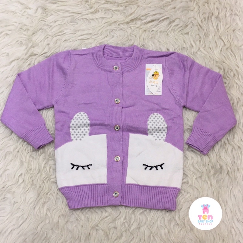 Jaket Bayi Bunny Anak Perempuan Rajut Knit Import (Jaket bayi new born, jaket bulu, sweater, cardigan)-2