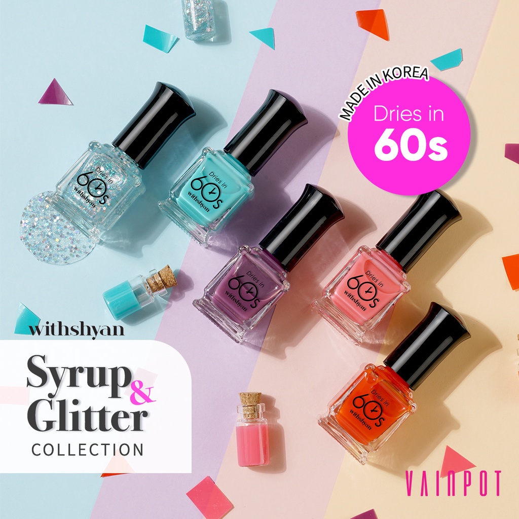 ~AB~ Original WithShyan (위드샨 ) Korean Nail Polish Glitter Series 9 ml  Kutek Korea/ Kutek Premium/ Cat Kuku/Nail polish Korea